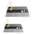 6 Piece Table Place Mats - Black & Grey - 1