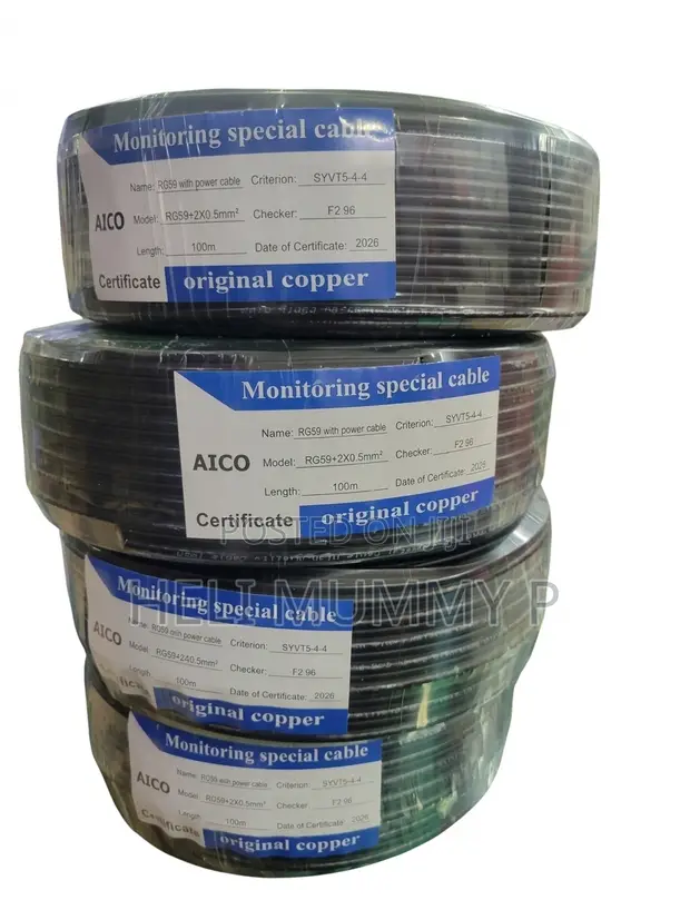 Aico RG59 Coaxial Cables with Power, 100m - 1