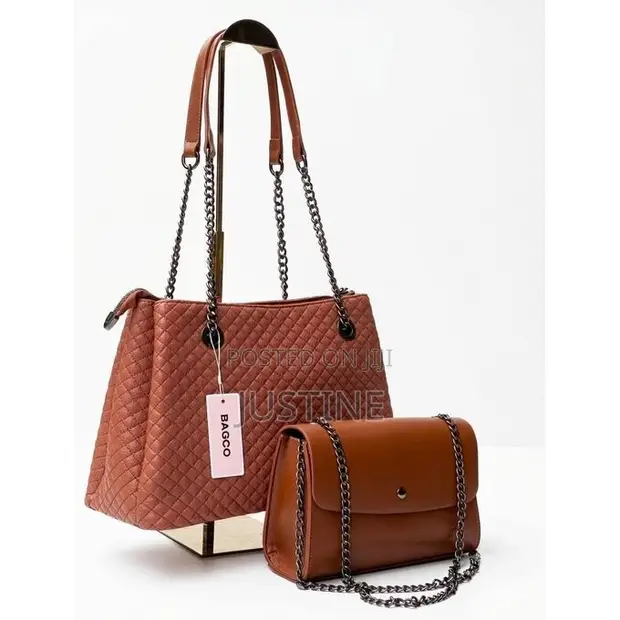 Two Piece Ladies Bags - Genuine Leather - 1