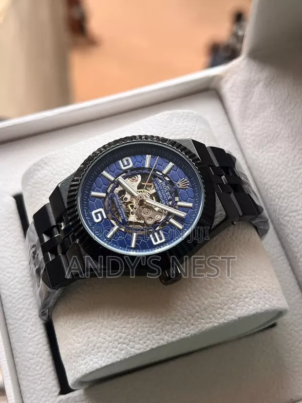 Black Stainless Steel Mechanical Watch for Men - 1