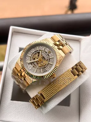 Golden Mechanical Men's Watch with Bangle