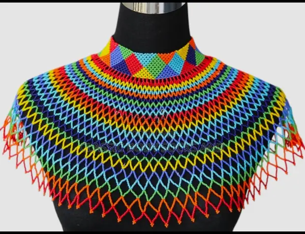 Multi-Coloured Small Bead Netted Necklace - 1