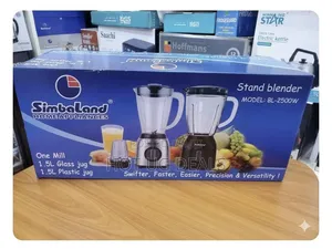 Simbaland 3-in-1 Stand Blender Set with 1.5L Glass & Plastic Jugs, Grinder