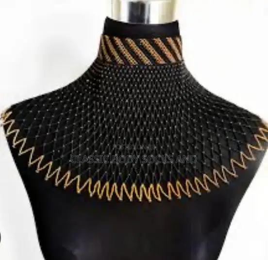 Black Craft Small Bead Netted Necklace - 1