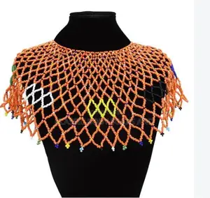 Orange Craft Small Bead Netted Necklace