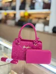 Two-Piece Quilted Handbag Set with Clover Pattern - 3