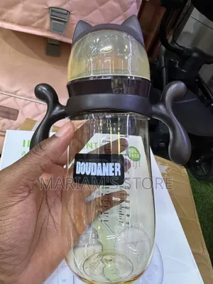 DOUDANER Wide-Neck Baby Feeding Bottle with Cat Cap