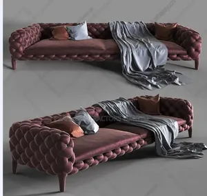 3-Seater Tufted Box Sofas - Any Colour