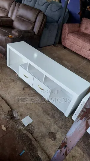 5ft White TV Stand with Drawers