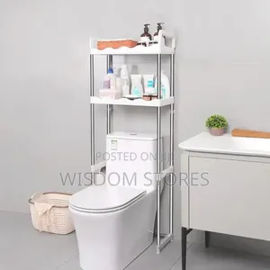 2-Tier Over Toilet Storage Shelf with Towel Rack