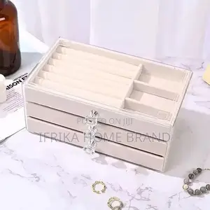 Velvet Jewelry Organizer with 3 Drawers