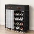 Shoe Cabinet with Dustproof Curtain & Drawers - 2