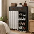 Shoe Cabinet with Dustproof Curtain & Drawers - 3