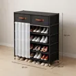 Shoe Cabinet with Dustproof Curtain & Drawers - 4