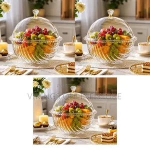 Crystal-Style Clear Acrylic Serving Bowl with Dome Lid