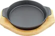 Round Cast Iron Set with Rubberwood Underliner - 1