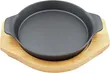 Round Cast Iron Set with Rubberwood Underliner - 3
