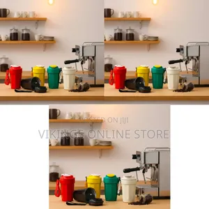 450ml Insulated Coffee Mug - Yellow, Red, Green, Cream