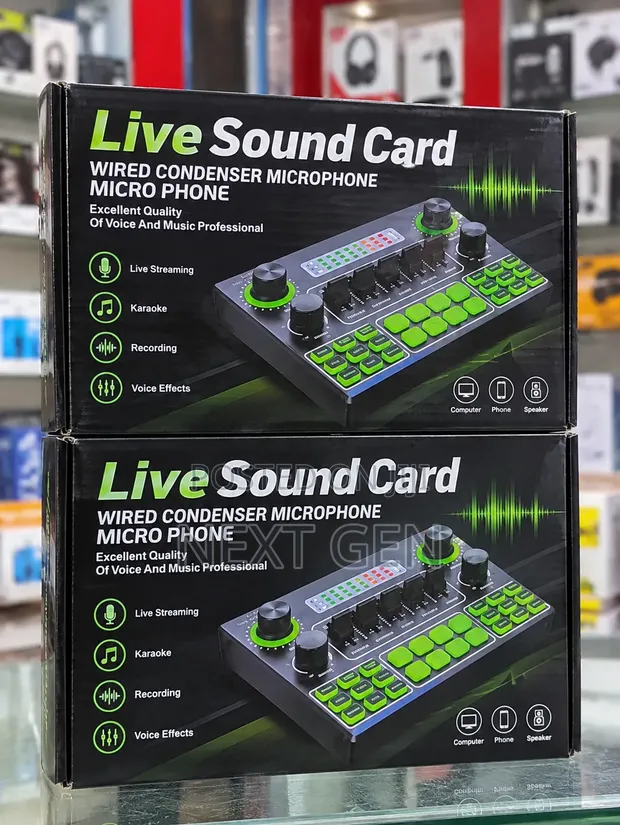 Live Sound Card, Wired Condenser Microphone & Audio Mixer - 1