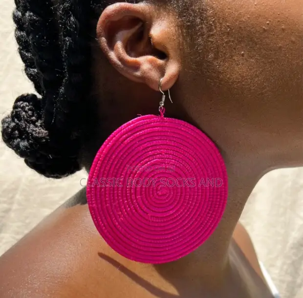 Pink Sisal Earrings - 1