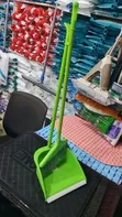Green Plastic Dust Pan with Broom - 1