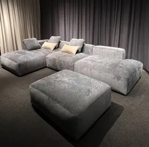 Brand New L-Shaped Sofa with Extension Pouf