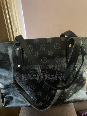 Tote Hand Bags - Pink Textured with Black Print