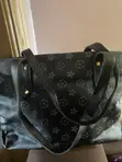 Tote Hand Bags - Pink Textured with Black Print - 1