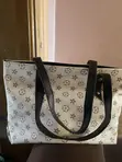Tote Hand Bags - Pink Textured with Black Print - 3