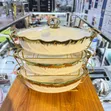 Gold Serving Dishes with Glass Covers - 1
