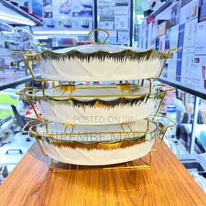 Gold Serving Dishes with Glass Covers