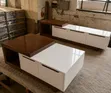 Brown TV Stand Unit & White Center Table - 1