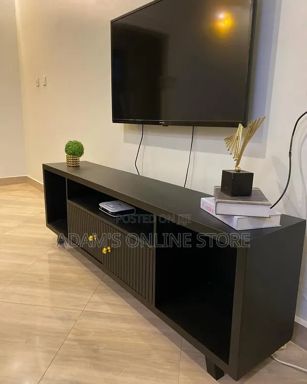 Black TV Stand Unit - 1.9 Meter - 1