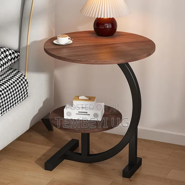 Two-Tiered Round Coffee Table with Storage Shelf - 1