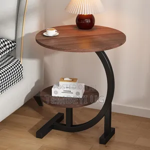 Two-Tiered Round Coffee Table with Storage Shelf