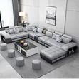10-Seater U-Shaped Sofa in Cotton Leather - Any Colour - 1