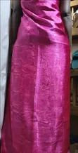 Magenta & Gold Silk Fabric with Feather Pattern - 2