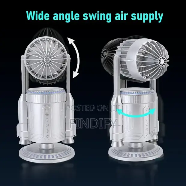 Mist Spray Desk Fan - Rocket Shape with LED Effects - 1