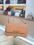 Handbag with Textured Faux-Leather and Metallic Accent - 3