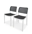 White Frame Black Cane Plastic Chairs (Set of 4) - 1