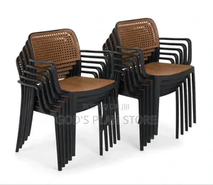 Rattan Cane and Plastic Mesh Back Chairs
