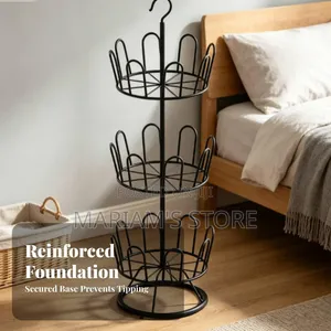 Multi-Tier Rotating Shoe Drying Rack - Black