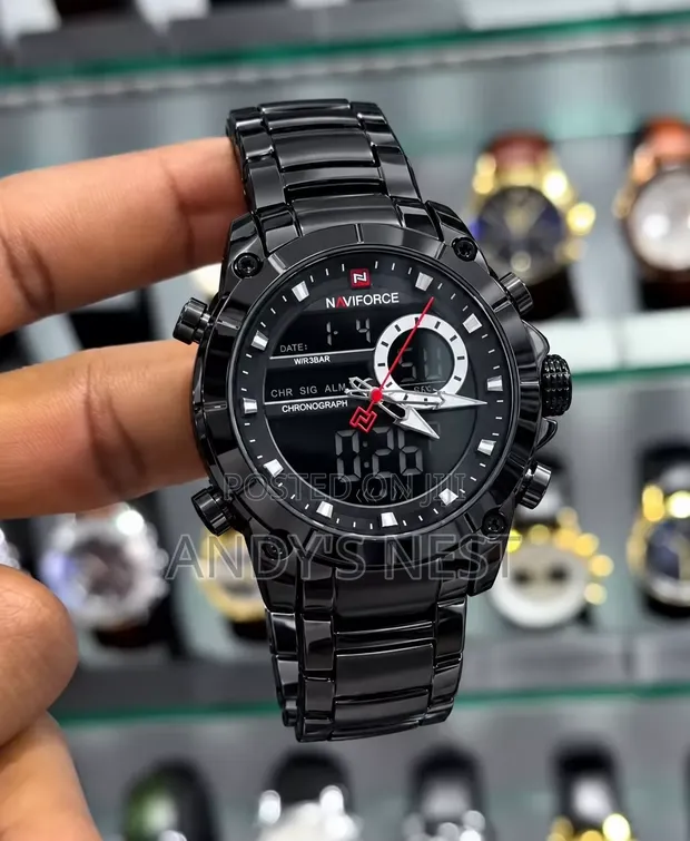 Black Stainless Steel Naviforce Men's Watch - 1