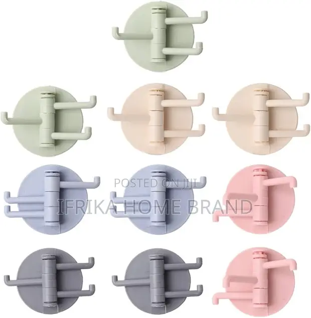 3-Arm Swivel Wall Hooks - Punch-Free Adhesive - 1