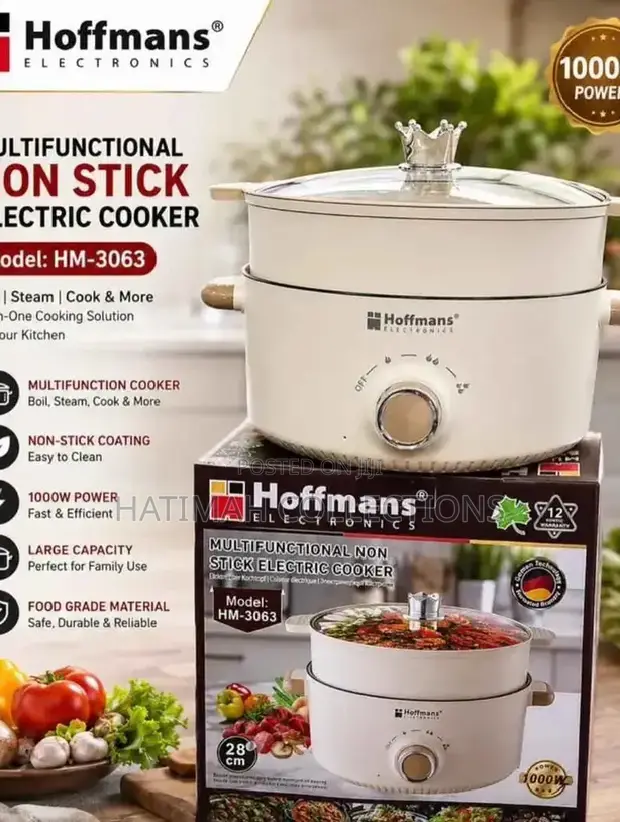 Brand New Hoffman Non-Stick Electric Cooker with Steamer - 1