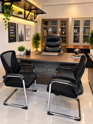 Executive Office Table, Chairs, and File Cabinet Set