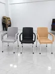 Brand New Black Plastic Chairs with Armrests - 2