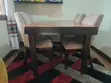 5 Seater Dining Set - Dark Wood with Grey & Mustard Chairs - 2