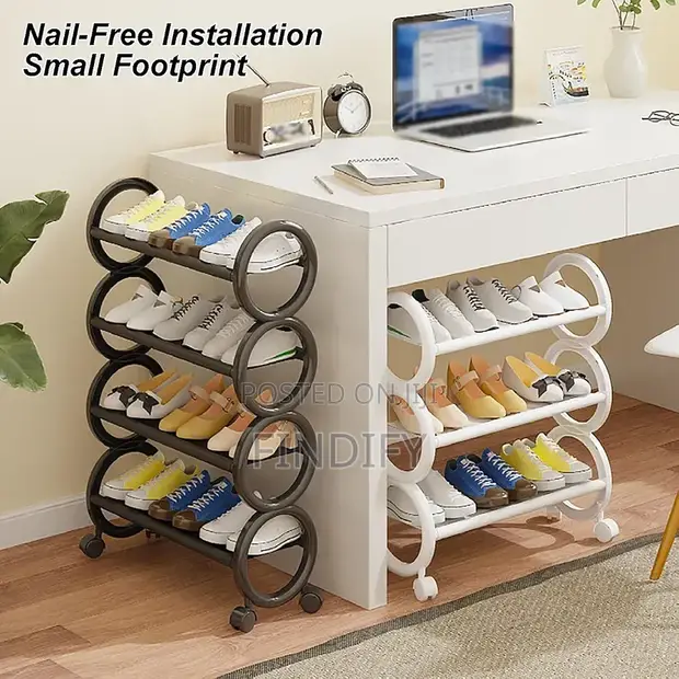 4-Tier Shoe Rack with Wheels - 1