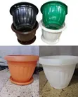 Plastic Planter Pot with Base - Brick Color - 2